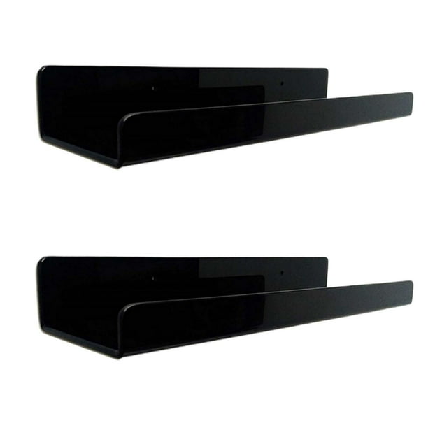 Estantes flotantes de acrílico para pared (2 unidades), estanterías modernas para niños. Negro