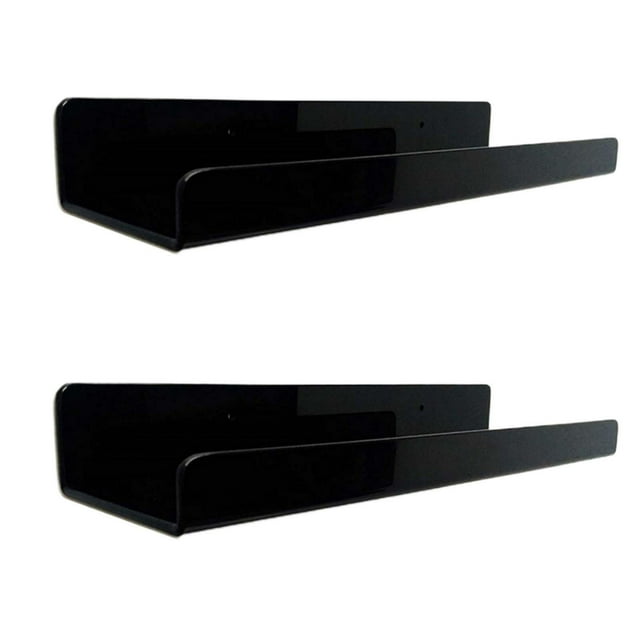 2 estantes flotantes de acrílico para pared, estantes de repisa para pared, estanterías de pared Negro