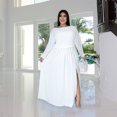 thumbnail image 4 of Plus Size Women Long Sleeve Tops and Split Skirts 2 Piece Obsidian Dress Outfits, 4 of 9