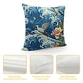 thumbnail image 4 of SHANXI  Throw Pillow Covers Japan Crane Bird Blue Sea Wave Flowers Design Square Pillowcase for Home Decor Sofa Car Bedroom Pillow case  24x24in, 4 of 5