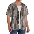 thumbnail image 2 of Uemuo Wooden Texture Pattern Cotton Linen Short Sleeve Shirts,Casual Lightweight Button Down Shirts,Vacation Beach Summer Tops-Medium, 2 of 7