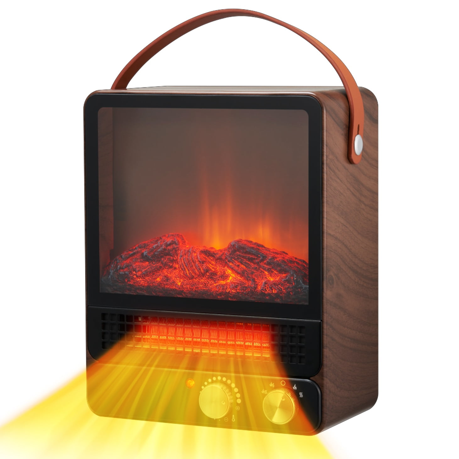 SYNGAR 15' Electric Fireplace Heater, Freestanding Stove with Realistic 3D Flames and Overheating Protection, 750W/1500W, Simple & Easy Control, for Indoor Use Office Bedroom