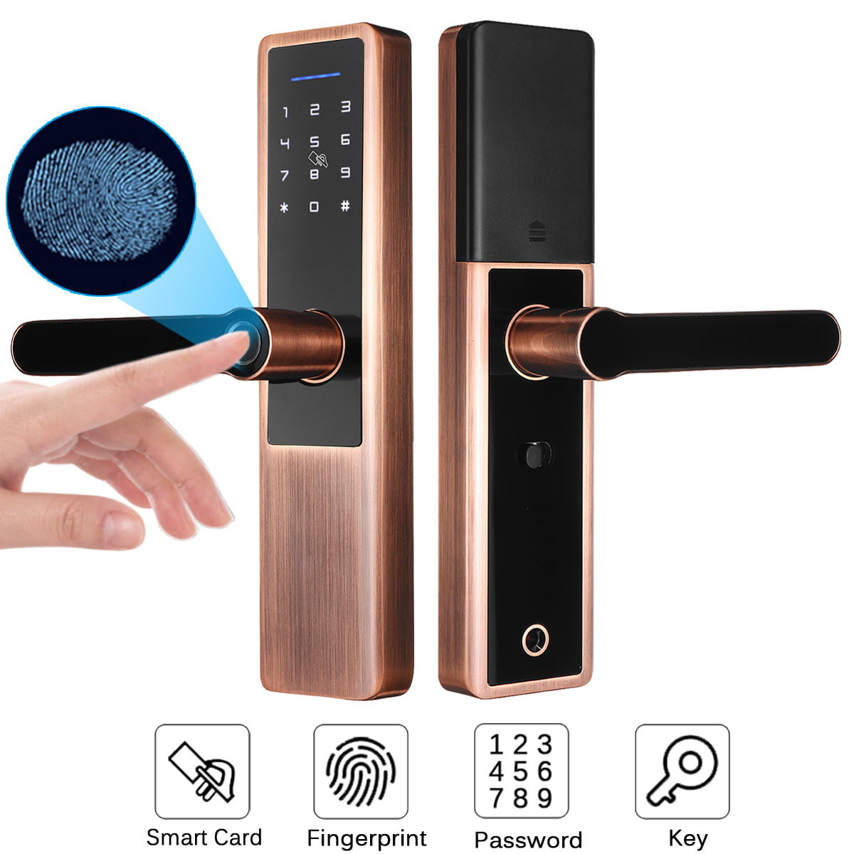 Support Left/Right Opening Touch Digital Electronic Door Lock 4 in 1 Fingerprint/Card/Password/Key Anti-theft Door Lock Fingerprint Smart Door Lock 