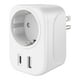 thumbnail image 1 of Adaptador de contacto americano a europeo con doble cargador USB A / USB C blanco, 1 of 3