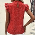 thumbnail image 7 of Scyoekwg Casual Tank Tops for Women Crew Neck Ruffle Sleeved Tank Tops Sleeveless Tops Summer Loose Sling Shirts Ladies Tops Polka Dots Printed Graphic Tee Casual Blouses (Red,L), 7 of 7