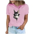 thumbnail image 2 of Tops de Cuello Alto para las Mujeres Amante Impreso Camiseta Cuello Redondo Manga Corta, Poliéster Spandex, 2 of 7
