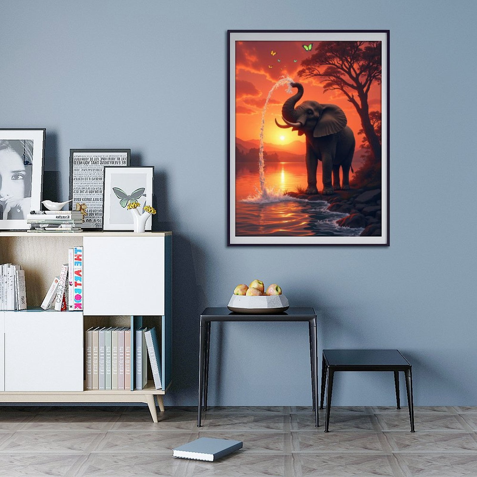 Diamond Art Kits for Adults - 5d Elephant Majestic Sunset Scene Diamond Painting for Adults, Diamond Art for Adults Beginners, Diamond Painting Kits for Adults for Home Wall Decor