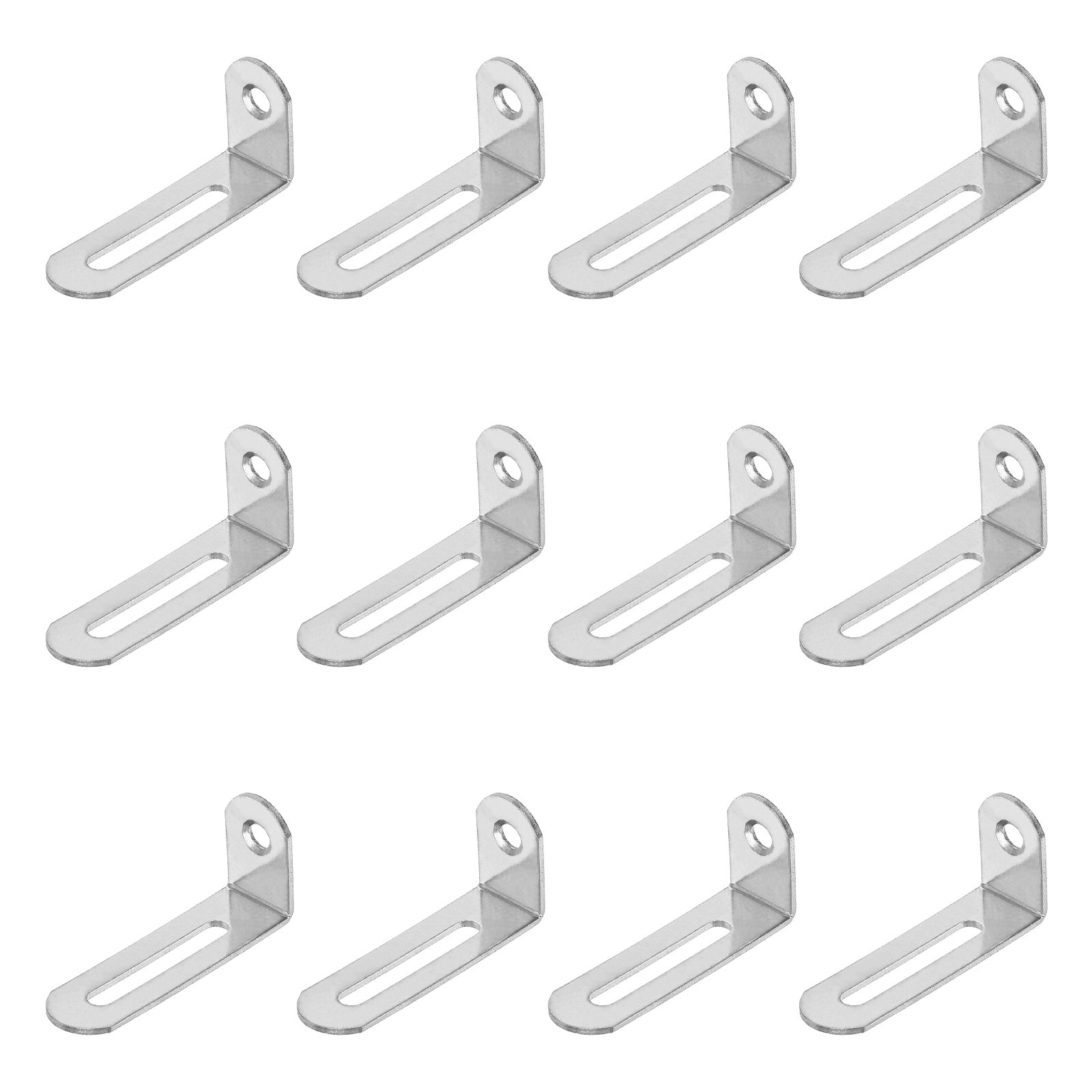 Uxcell 25 Pack Adjustable L-Shape Corner Brace 0.9 x 2.1 x 0.6 Metal Slotted 90 Degree Right Angle Corner Shelf Bracket Support Brace Silver