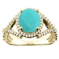 thumbnail image 1 of 14K Yellow Gold Natural Turquoise Ring Oval 9x7mm Diamond Accent, size 5.5, 1 of 4