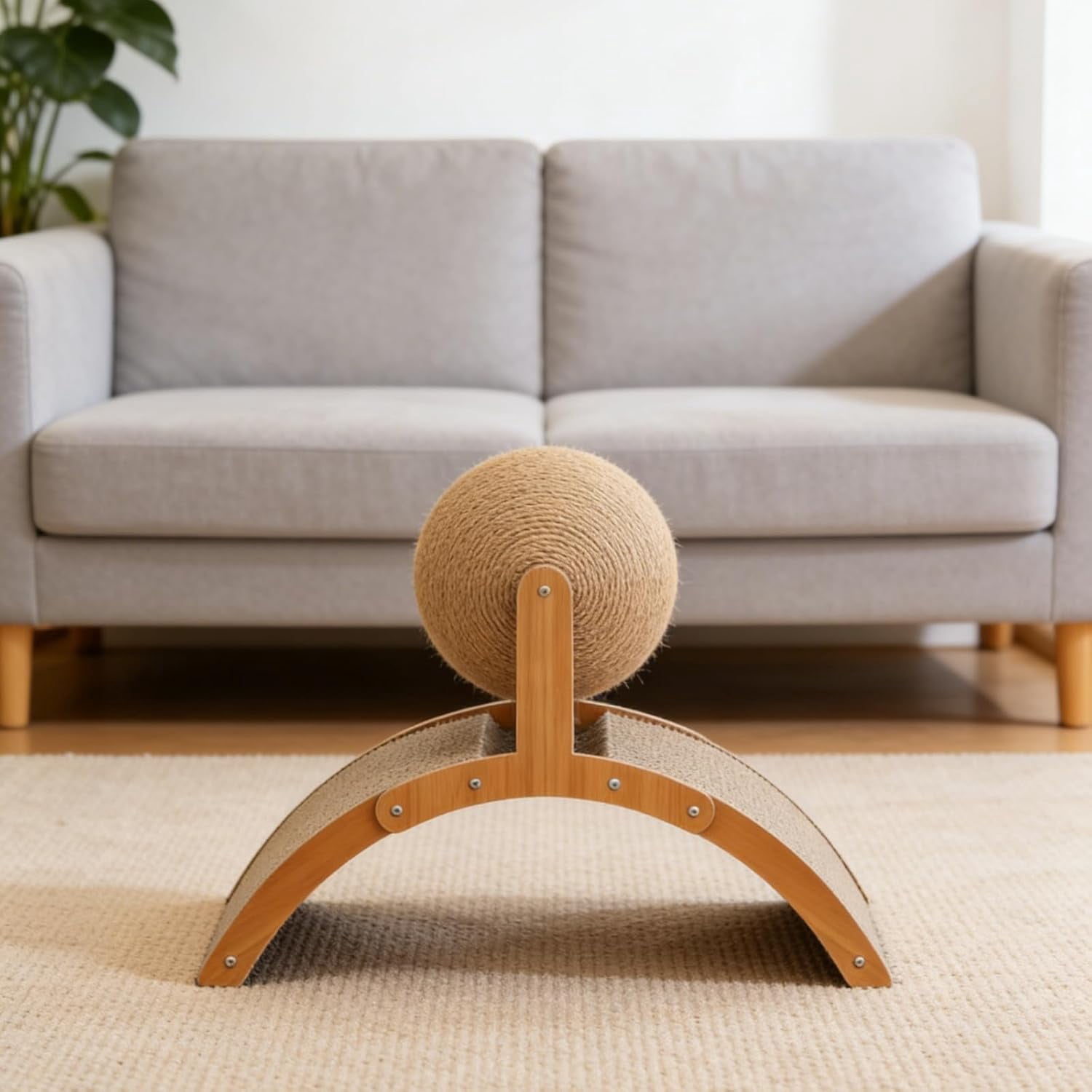 Generic Cat Scratching Post with Arch Bridge and Ball on Stand