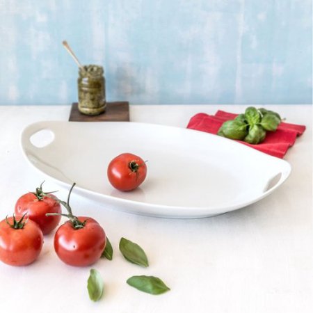 Queen Anne Large Oval Tray - Better Homes & Gardens Porcelain Oval H&led Tray, White