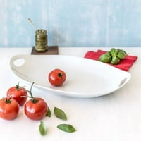 Better Homes and Gardens Porcelain Oval Handled Tray, White