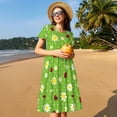 thumbnail image 4 of Naloa Daisies And Ladybugs Print Womens Summer A-Line Dress with Pockets,Short Sleeve Dresses,Flowy Beach Swing Dress for Vacation Travel, 4 of 6