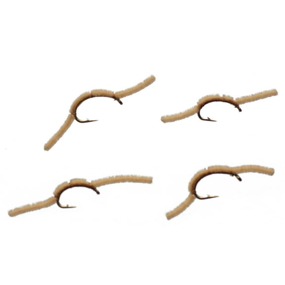 Cortland Fairplay Tan San Juan Worm, Size 10, 4 Pack, 709416
