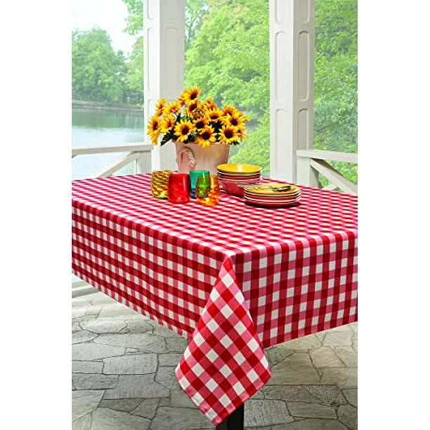 Benson Mills Indoor Outdoor Spillproof And Waterproof Gingham Checkered Tablecloth For Spring Summer Pinics And Parties Red Buffalo Check 70 Round Walmart Com Walmart Com