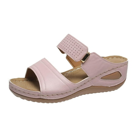 

Fesfesfes Slandals for Women s New Wedge High Heel Fish Mouth Stitched Sandals