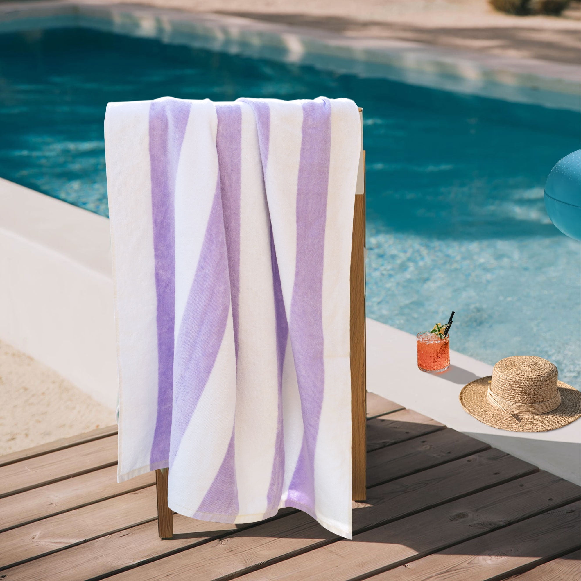 Mainstays Cabana Purple Beach Towel, 58" x 28", Purple