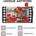 thumbnail image 4 of Welcome Spring Geranium Flower Mailbox Cover Magnetic Standard Size 21" x 19", Red Floral Buffalo Plaid Check Post Letter Box Wrap Decor Summer Farmhouse Garden Yard Outdoor Decoration, 4 of 6