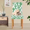 thumbnail image 4 of Yayeee 4 Pack Dining Chair Covers Stretch Parson Chairs Slipcovers Seat Protector, Cactus Pattern, 4 of 6