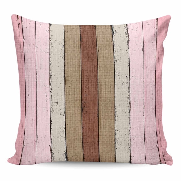 Pink Wood Grain Pillow Covers 24x24 Inch Decorative Throw Pillow Cover, Brown Vintage Mottled Country Stripes Sofa Pillowcases Accent Cushion Case Home Decor Bedroom Living Room
