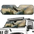 thumbnail image 2 of Uorisanigo Windshield Sun Shade Compatible with Jeep Wrangler TJ JK JL & Gladiator JT 2/4 Door, Bald Eagle Forest Shade Heat Shield Blocks UV Rays, Sunshade Windshield Shield Protection, 2 of 7