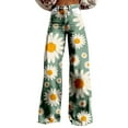 thumbnail image 2 of Women's Casual Pants Women'S Wide Leg Pant Vintage Floral Print High Waisted Straight Stretch Pants With Pockets,Green Women's Casual Pants XXXXL, 2 of 4
