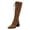 Brown, variant on Rokment Knee High Combat Dress Boots for Women 2025 Fall Winter Vintage Fashion Leather Pointed Toe Chunky Block High Heel Lace up Tall Riding Boots Black Size 6