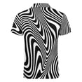 thumbnail image 5 of Black White Linework Men Zipper T-shirt Summer Casual Short Sleeve T-shirt Top, 5 of 7