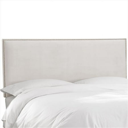 Twin Nail Button Border Headboard In Velvet White