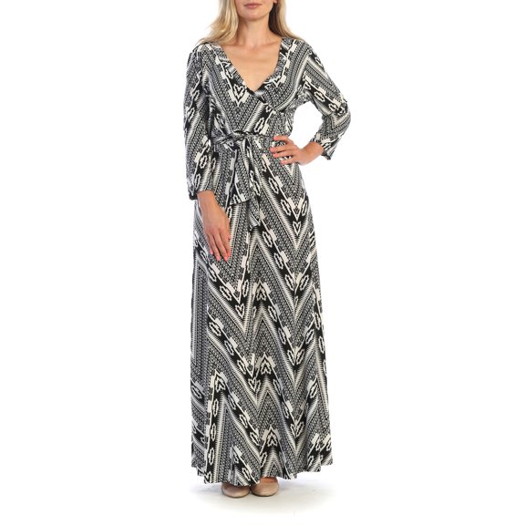 Ella Samani Plus Size Wrap Dress with ¾-Sleeves