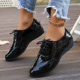 thumbnail image 6 of Gpaecead Women Lace Up Brogue Oxfords Patent Leather Anti Slip Sole Spring Summer Flats For Office And Campus, Black, 6 of 8
