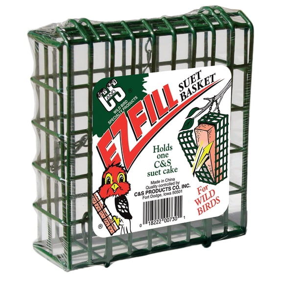 C & S Products EZ Fill Suet Basket - Hanging Green Bird Feeder - Outdoor Use