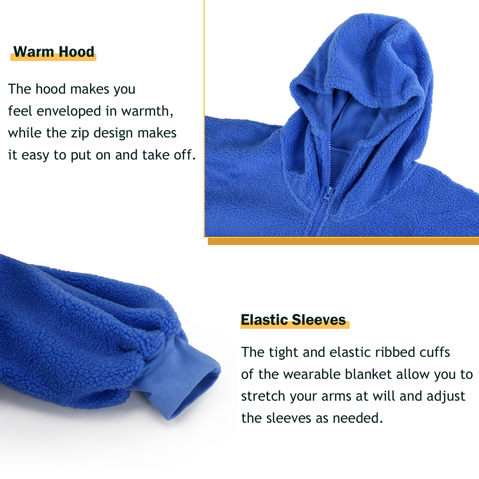 Flyingstar Oversized Hoodie Throws Blanket Sweatshirt, for Adults Men Women Teenagers Kids