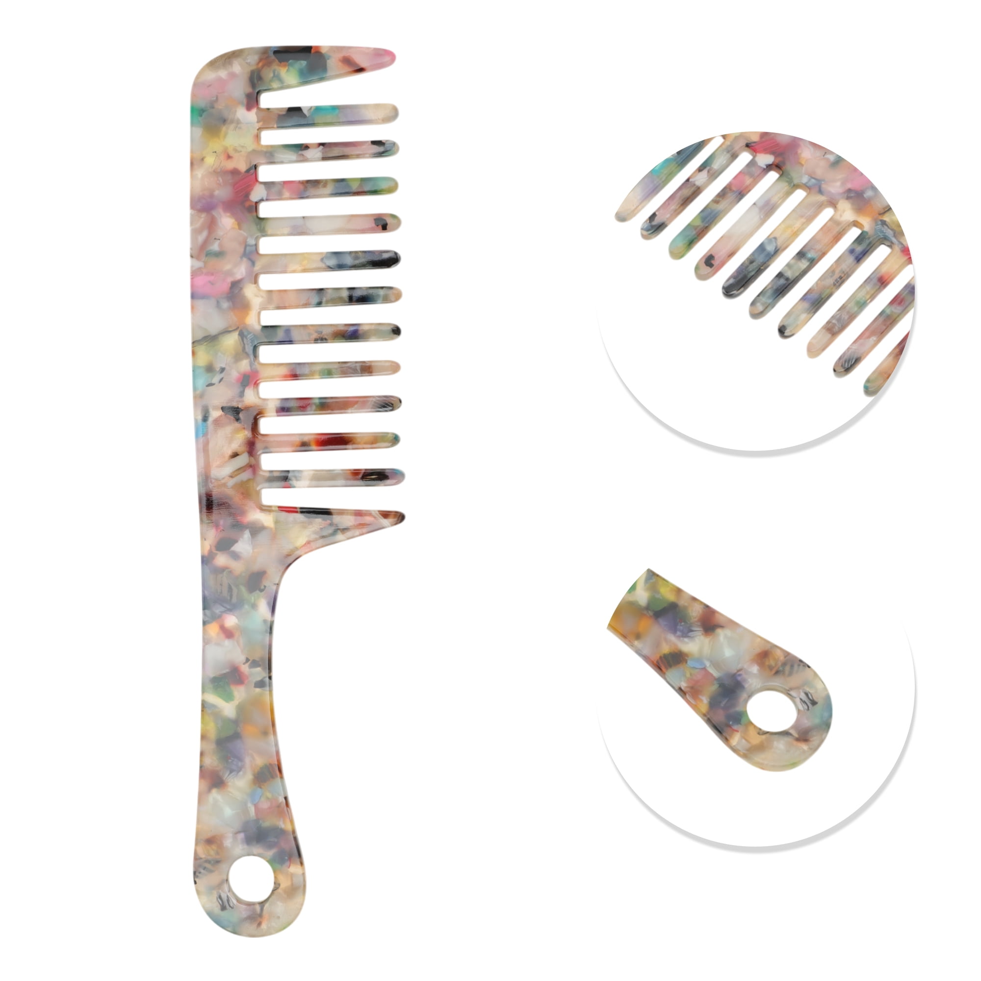 Unique Bargains 1 Pc Marble Handle Hair Comb for All Hair Types Styles Multicolored