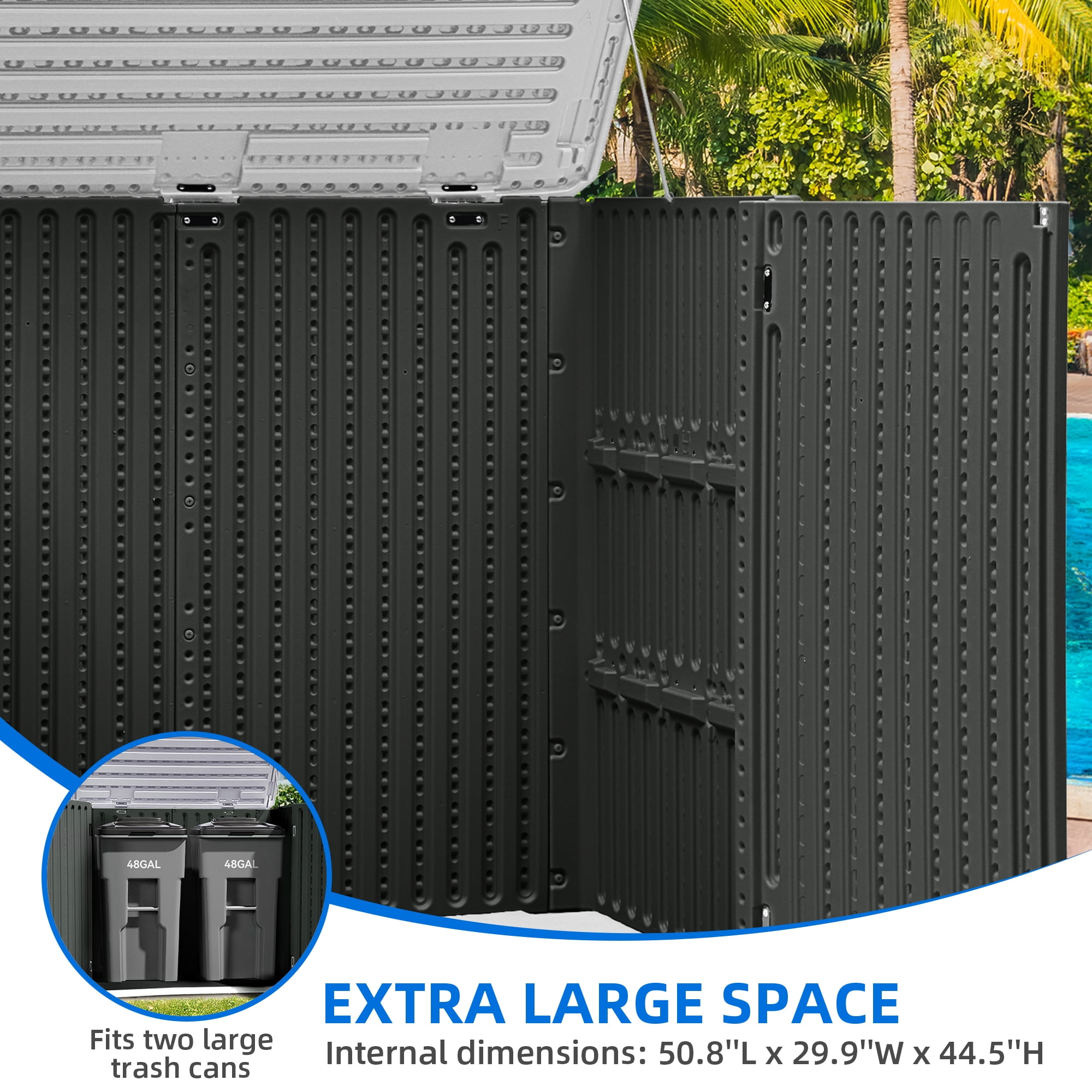 Uforic 4.5x4ft Horizontal Resin Outdoor Storage Shed, Waterproof & Lockable, Dark Gray