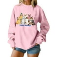 thumbnail image 2 of ClodeEU Women's Christmas Cat Print Sweatshirt ,Round Neck Print Long Sleeve Sweatshirt Top Pink 01,Womens Plus M, 2 of 5