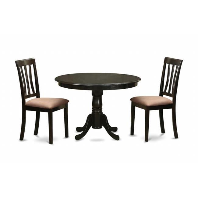 3 Piece Kitchen Nook Dining Set-Round Kitchen Table and 2 Slatted Back ...