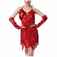 thumbnail image 2 of Njagoc3 Womens Long Sleeve Sequin Fringe Dress, V - Neck, Party & Dance Event Wear, Sparkly Fit, 2 of 6