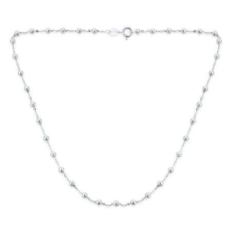 Bling Jewelry Womens Dainty .925 Sterling Silver Chain with Petite 3MM Ball Bead Station Necklace