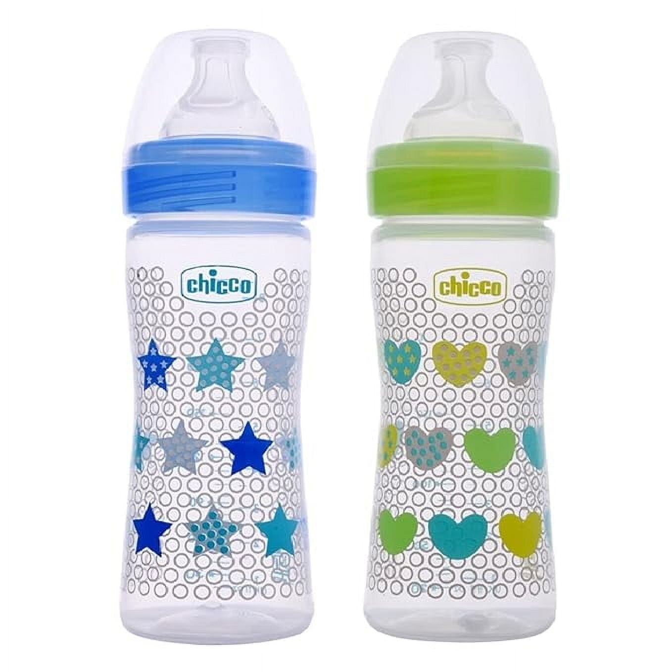 Chicco Well-Being Bipack 250 ml Feeding Bottle (Blue & Green)