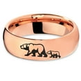 thumbnail image 2 of Tungsten Adult Bear Cub Following Walking Band Ring 7mm Men Women Comfort Fit 18k Rose Gold Dome Polished, 2 of 4