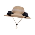 thumbnail image 2 of Sombrero de pescador con ventilador solar ajustable para verano, ideal para pesca, senderismo y playa. Caqui, 2 of 8
