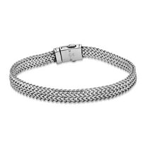 Metro Jewelry Stainless Steel Double Foxtail Chain Bracelet with Black Ion Plating