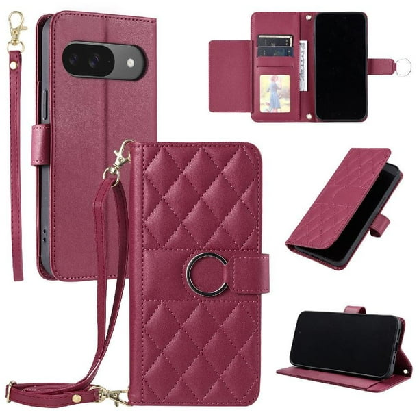 Funda tipo billetera GANGXUN para Google Pixel 9 – Tapa abatible con correa para mujer