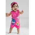 thumbnail image 2 of Pinkfong Baby Shark Infant Baby Girls Snap Romper and Headband Newborn to Toddler, 2 of 5