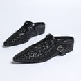 thumbnail image 5 of hoksml Women's Crochet Pointed Toe Mules, Adjustable Buckle Strap, Low Heel Casual Shoes, 5 of 9