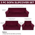thumbnail image 2 of 3 Pcs Slipcover Set for Couch Furniture Covers for Sofa Loveseat Couch Arm Chair, Form Fit Stretch, Wrinkle Free, Furniture Protector(Burgundy,Velvet), 2 of 14