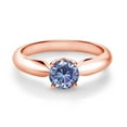 thumbnail image 2 of Gem Stone King 18K Rose Gold Plated Silver Ring Persian Blue Round Moissanite (0.80 Cttw) (Size 6), 2 of 4