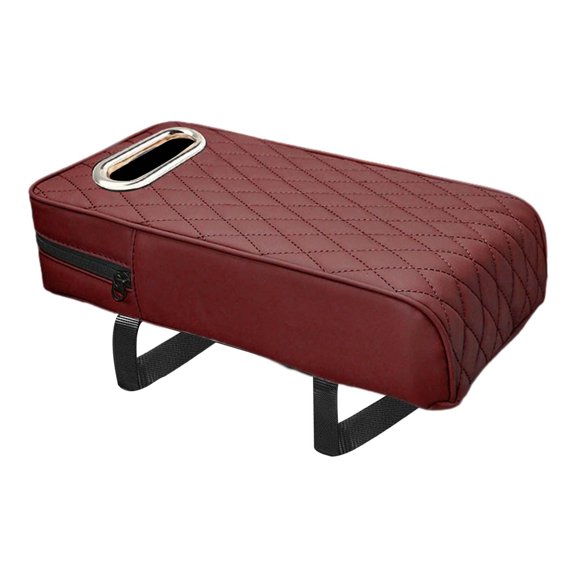 Tnarru Arm Rest Pads Car Armrest Cushion, Interior Accessories with Storage Pocket, Armrest s Center Console Cover for Auto, red