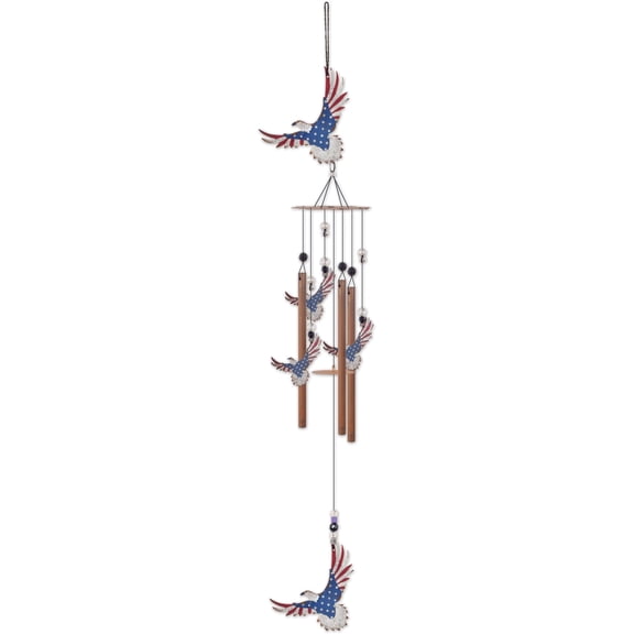 Sunset Vista Designs Garden Décor - Red White and Blue Americana Eagle for Porch Patio or Home Decoration, 32.5-Inch, Wind Chime